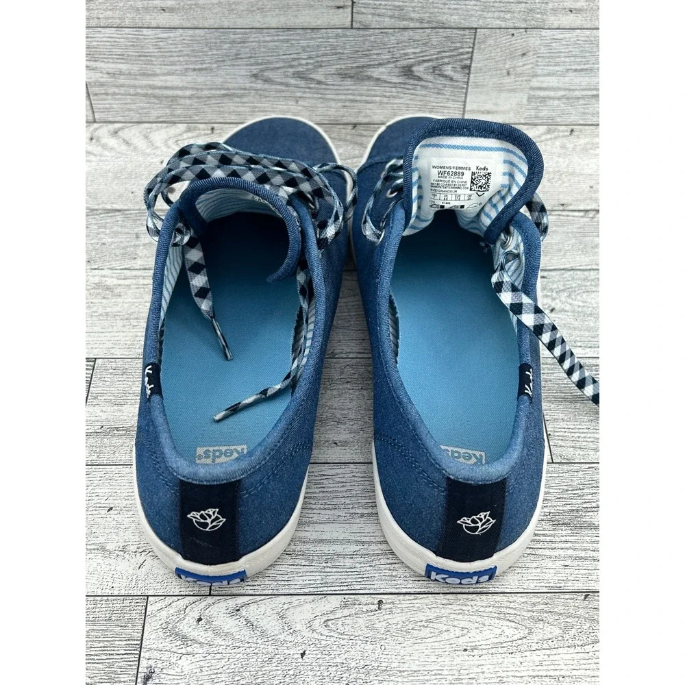 Keds x Draper James Champion Blue Canvas Gingham Sneakers WF62889 Womens 7